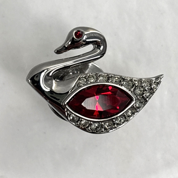 Swarovski Other - Swarovski Red Crystal Silver Tone Swan Lapel Pin Tie Tack